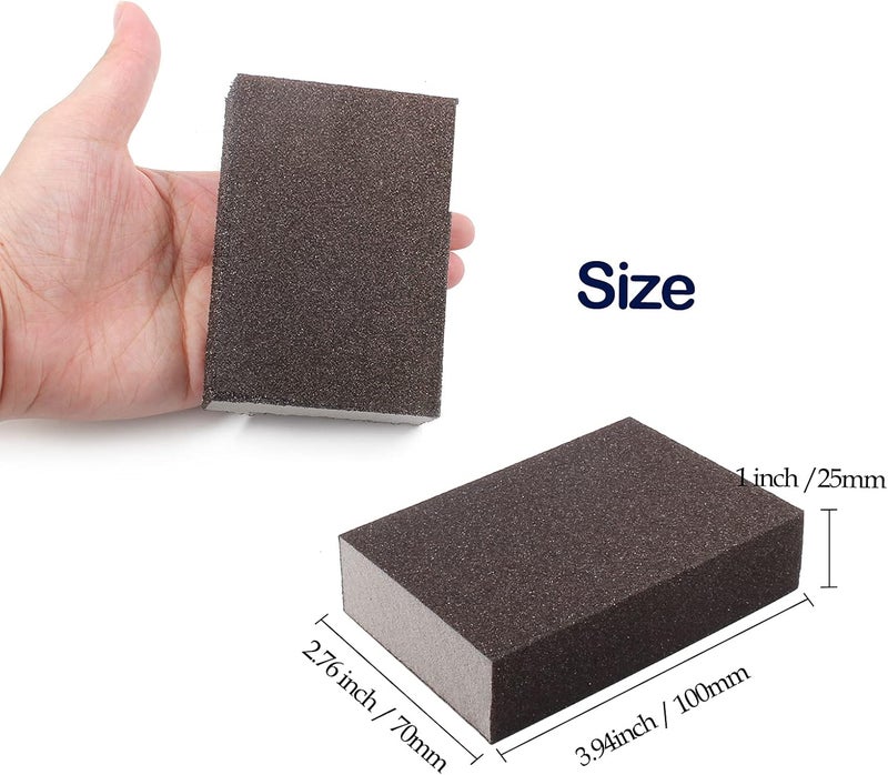 Jersvimc 100 Grit Medium Sanding Block - 12Pcs, Wet Dry Sanding Sponge Foam Sandpaper Block Washable & Reusable Sandpaper Sponge for Drywall Wood Plastic Metal Furniture - Image 3